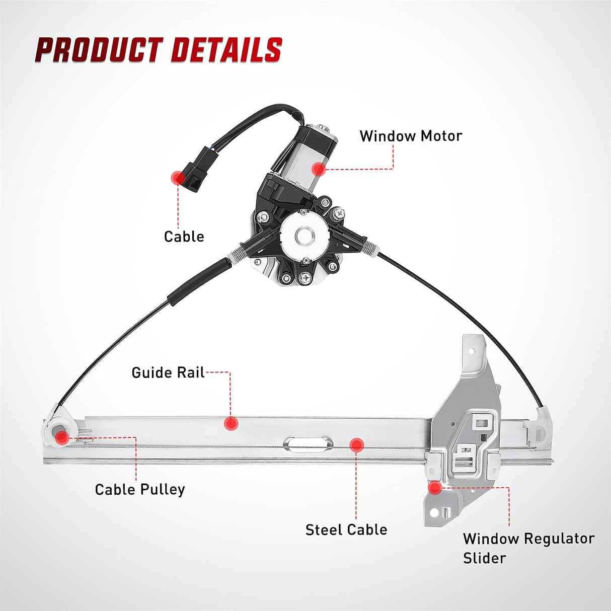 2006-2013 Chevrolet Impala 2014-2016 Impala Limited Front Driver Side Power Window Regulator Nilight