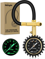 Tire Pressure Gauge 100PSI Heavy Duty Large 2 Inch Glow Dial ANSI B40.1 Certified Air Chucks Accurate Reading with Extended Hose for Truck Semi Truck ATV Motorhome Cars & RV Accessories