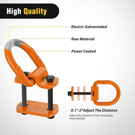 4 PCS D Ring Tie Down Anchor 1/2 Inch Heavy Duty Rings with Screws Bolts on Trailer Truck Bed Cargo 12000 Lbs Break Strength Hook Orange