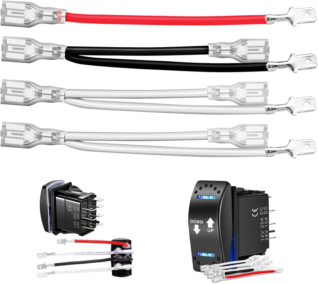 2 PCS 7 Pin Rocker Switch Jumper Wires Set for 7Pin Toggle On/Off Rocker Switch Wiring fot Automotive Polaris Ranger RZR ATV Console Switch Install 1 Set Switch Not Included