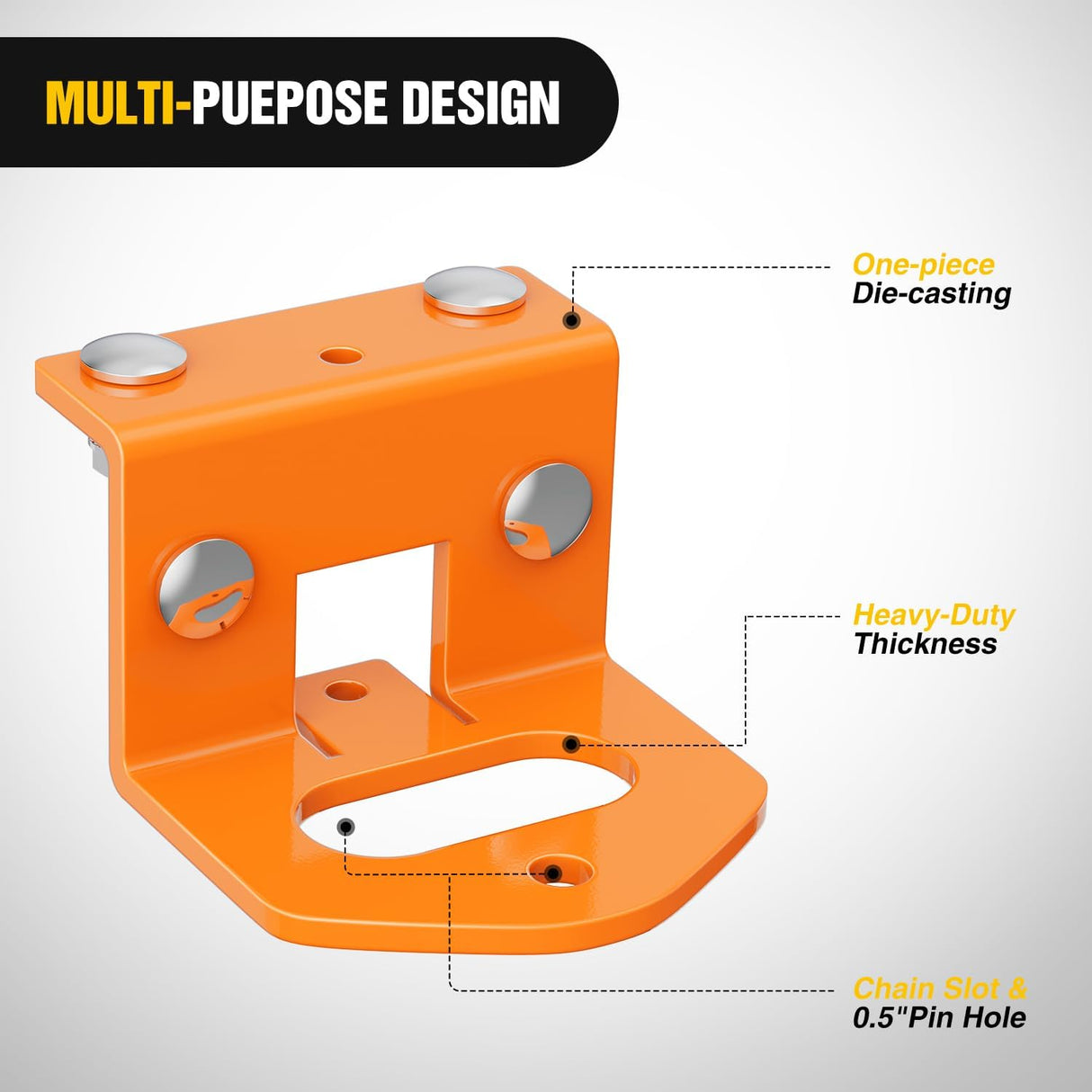 Zero Turn Lawn Mower Hitch with Bolts Versatile Chain Slot for IKON X, IKON XL, ZT-X, ZT-XL OEM Replacement #71514900 Heavy Duty Steel Orange