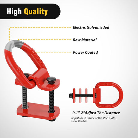 4 PCS D Ring Tie Down Anchor 1/2 Inch Heavy Duty Rings with Screws Bolts on Trailer Truck Bed Cargo 12000 Lbs Break Strength Hook Red