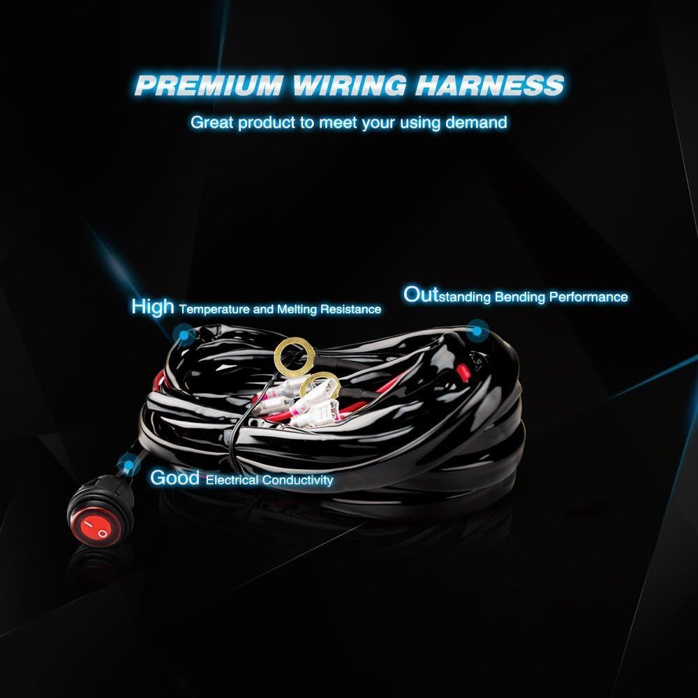 7Inch 36W Spot LED Light Bar Led Off Road Driving Lights Fog Lamps and 1PC 16AWG Wiring Harness Kit- 2 Leads