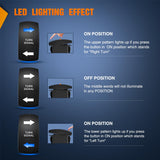 Turn Signal Switch with Flasher Relay Kit 4PIN ON Off ON Rocker Switch w/Blue LED Laser Etched SPDT Toggle Switches 12V 20A 24V 10A Jumper Wires for ATV UTV Tractor Motorcycle