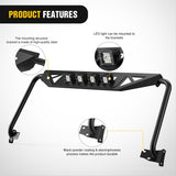 Front Windshield Frame Cover Roof Sun Visor Cowl Body Armor with 4 x LED Lights Compatible with 2007-2018 Jeep Wrangler JK JKU Unlimited, Windscreen Rack Protector Stand
