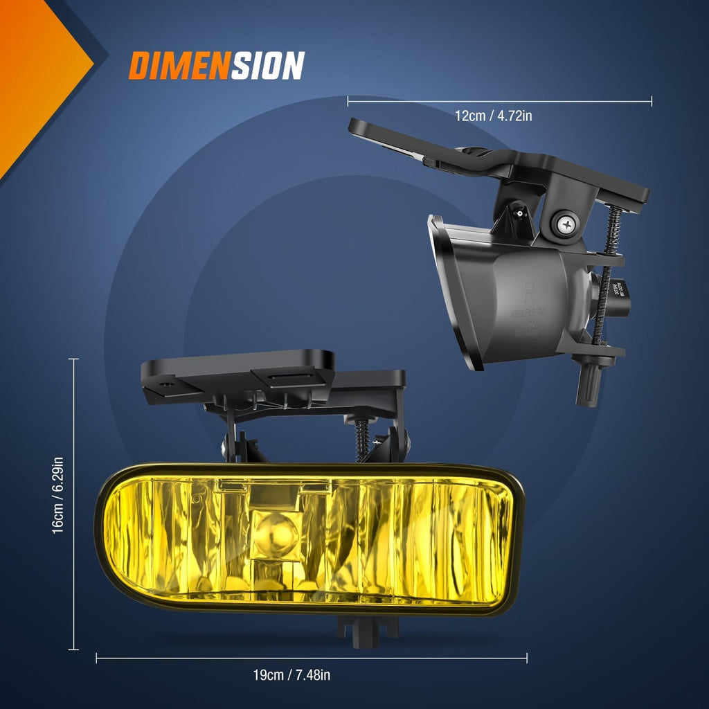 Fog Light Assembly Fog Light Assembly For 1999 2000 2001 2002 GMC Sierra 1500 2500 2001 2002 Sierra 1500HD 2500HD 3500 2000-2006 Yukon Fog Lamp Amber Lens