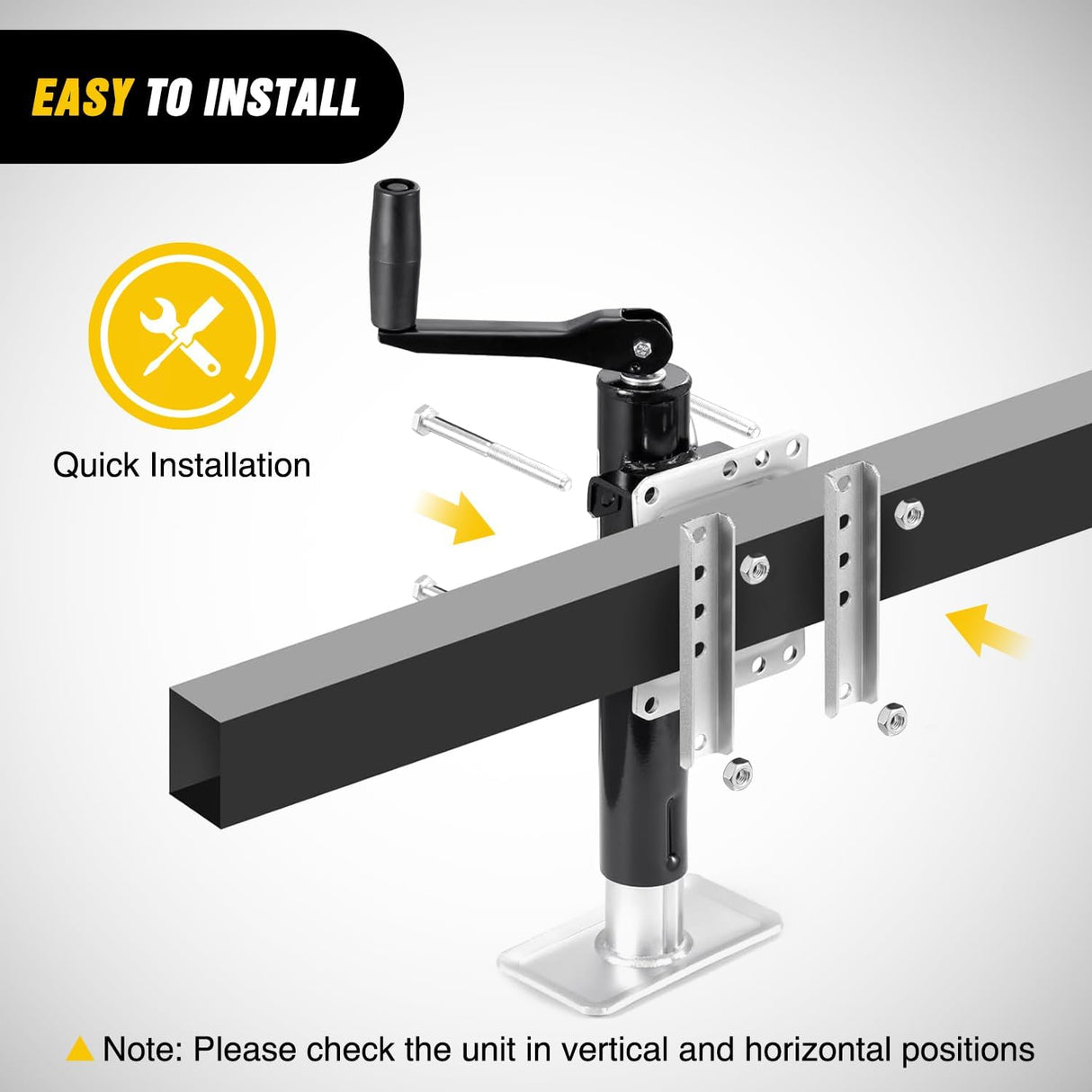 Trailer Jack 2000LBS Heavy Duty Swivel Bolt-On Trailer Jack 10 Inch Vertical Travel Alloy Steel Utility Trailers Tongue Jack Stand for RV Boat Horse Trailers Camper Utility Yacht Matt Black