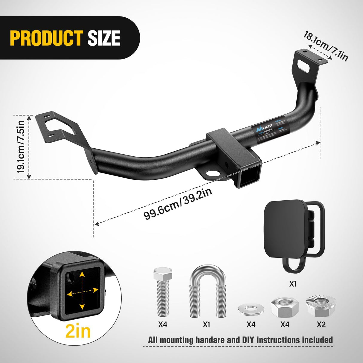 Class 3 Trailer Hitch Fits Honda Honda CR-V 2012 2013 2014 2015 2016, 2 inch Hitch Receiver Multi-Fit Hitch to Receive Ball Mount Cargo Carrier Bike Rack Tow Hook