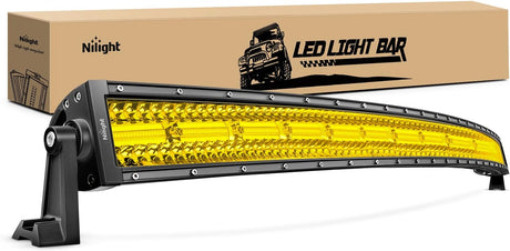 42 Inch LED Light Bar 320 LED Chips Yellow Beam Curved Triple Row Fog Light Spot Flood Combo High Power LED Driving Lights Off Road Lights for Trucks SUV UTV ATV Truck Van 4x4 Boat