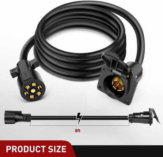 8FT 7-Way Trailer Plug Socket Extension Cable Nilight