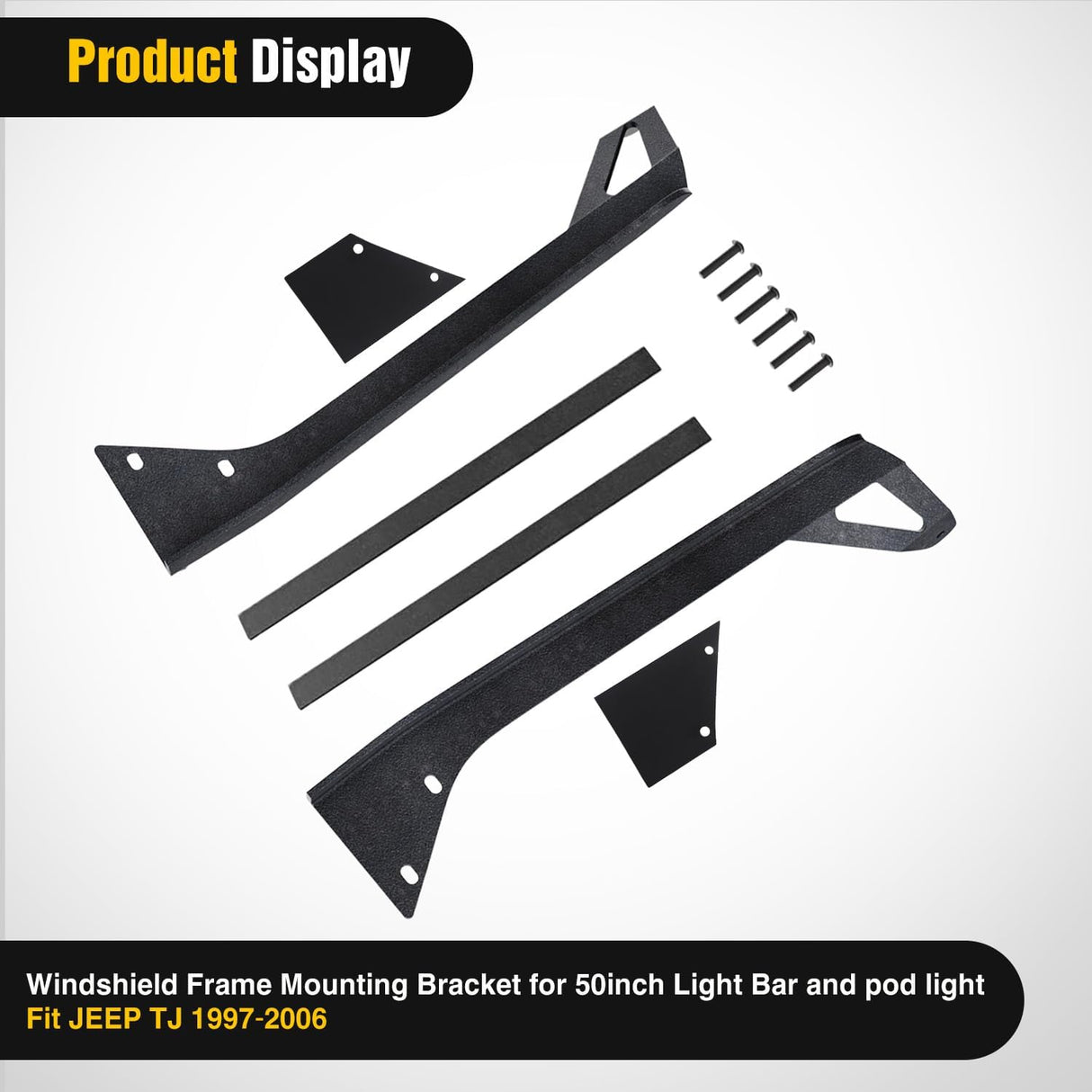 50inch Light Bar Windshield Frame Mounting Brackets for Jeep Wrangler TJ 1997-2006 No-Drill A-Pillar Light Mount for Pod Lights, Heavy Duty Steel Off-Road LED Light Bar Dual Mount