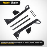 50inch Light Bar Windshield Frame Mounting Brackets for Jeep Wrangler TJ 1997-2006 No-Drill A-Pillar Light Mount for Pod Lights, Heavy Duty Steel Off-Road LED Light Bar Dual Mount