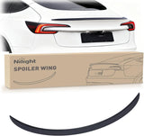 Spoiler Fit for Tesla Model 3 Highland 2024 2025 2026 Spoilers for Cars Rear Spoiler Wing Sporty Rear Trunk Lip Exterior Accessories No-Drill Installation ABS Carbon Fiber Pattern, Matte Black