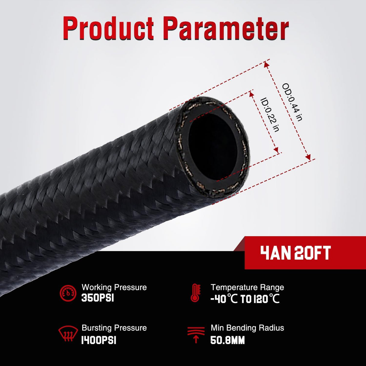 4AN 20FT CPE Fuel Hose Kit with 12PCS AN4 Fittings&Hose Separators | CPE Nylon Stainless Steel Braided Oil Gas Diesel Fuel Hose End Fitting Kit for Transmission Oil Cooler Vacuum Lines