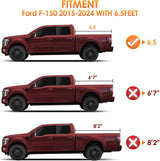 Soft Tri-fold Truck Bed Tonneau Cover Compatible with Ford F150 2015 2016 2017 2018 2019 2020 2021 2022 2023 2024 2025-6.5ft