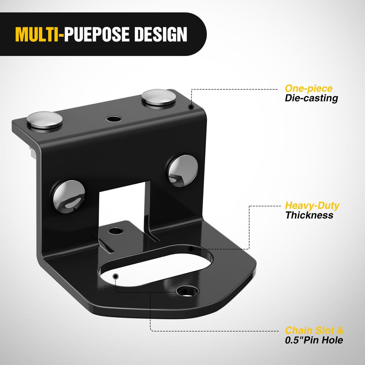 Zero Turn Lawn Mower Hitch with Bolts Versatile Chain Slot for IKON X, IKON XL, ZT-X, ZT-XL OEM Replacement #71514900 Heavy Duty Steel Black