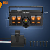 4 Gang Rocker Switch Box 12V SPST ON Off Toggle Switches PD Type C and QC 3.0 USB Sockcet Voltmeter LED Light Waterproof Aluminum Mount Bracket Panel DIY Stickers for Boat Car RV Truck