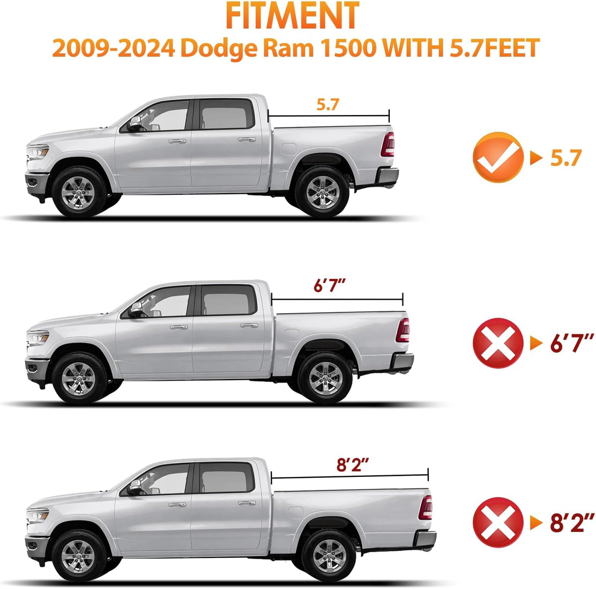 Truck Bed Tonneau Cover Hard Tri-fold Compatible with 2009-2025 Dodge Ram 1500 2020 2021 2022 2023 2024 2025-5.7ft