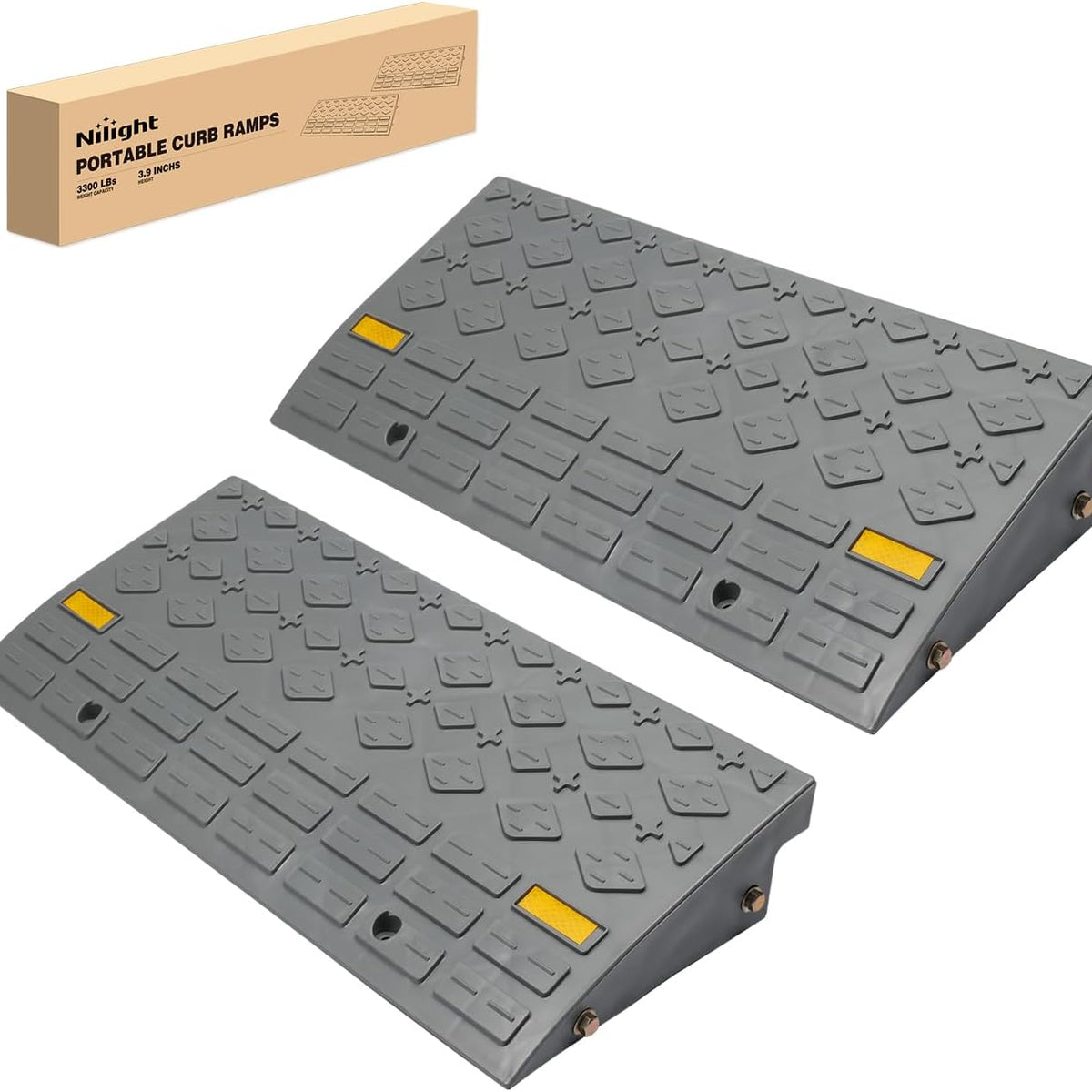Curb Ramps 2 Pack, 3.9 inch Rise Durable Plastic Threshold Driveway ...