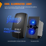 12 Volt Power Rocker Switch Led Light Bar 5 Pin Laser On Off SPST Switches 20A/12V 10A/24V Blue with Jumper Wires Set for Cars Trucks Boats ATVs UTVs RVs