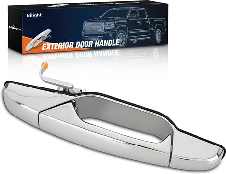 Exterior Front Right Passenger Car Door Handle Compatible with 2007 08 09 10 11 12 13 Chevy Silverado Suburban Tahoe GMC Sierra Yukon Cadillac Escalade Replaces #80545,25960526,15915150,Chrome