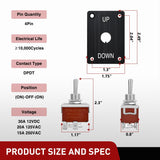 Reverse Polarity Toggle Switch Heavy Duty Momentary Waterproof 4 Pin 3 Position (ON)-Off-(ON) DPDT 12V DC 30A with Up-Down Mounting Panel and Weatherproof Cap for Marine Boat Automotive
