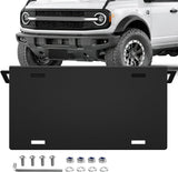 Front License Plate Bracket Fit for Ford Bronco 2/4 Door 2021-2026 | for 2021-2024 2025 2026 Steel License Plate Mounting Holder Heavy-Duty Modular Bumper no Drilling Required Rattle-Free Black