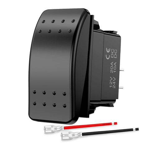 Marine Rocker Switch Toggle Switch 2 Pin On Off SPST Switches 20A/12V 10A/24V Waterproof Switch with Jumper Wires Set for Cars Trucks Boats ATVs UTVs RVs