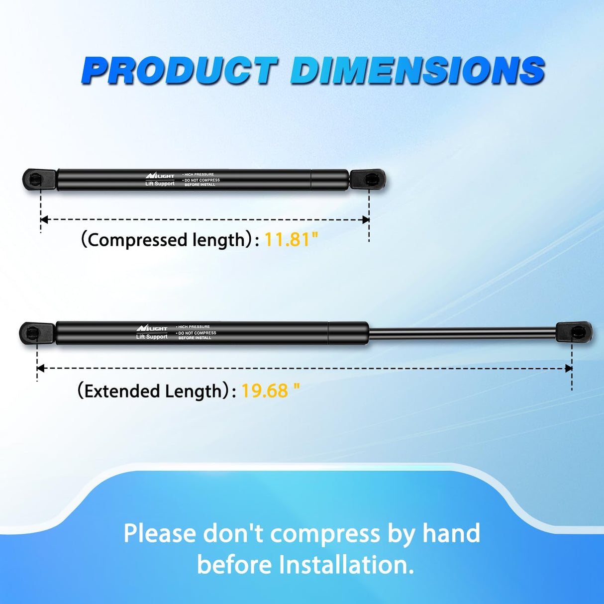 Rear Window Glass Struts 6678 for Jeep Wrangler 2011-2015, Rear Shocks Gas Struts 20 Inch, 2PCS Set Rod