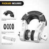 Mega D-Ring Shackles, 3/4 Inch Heavy Duty Recovery Tow Shackle | 7/8 Inch Screw Pin, 2Pcs White, 68,000 lbs Break Strength(17,000 lb WLL), Forged Steel, Off-Road Recovery, Fits Tow Strap Winch