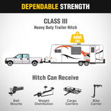 Class 3 Trailer Hitch 2 Inch Receiver Tow Hitch Compatible with Toyota Tacoma 2016 2017 2018 2019 2020 2021 2022 2023 Black Powder Coated