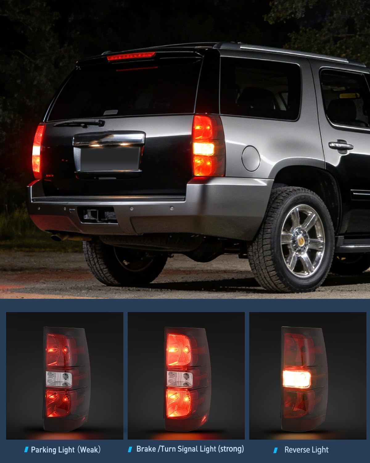 Taillight Assembly Compatible With 2007 2008 2009 2010 2011 2012 2013 2014 Chevy Chevrolet Tahoe Suburban Tail Lights Rear Lamps Replacement Driver and Passenger Side Dark Red