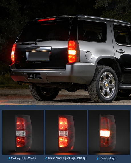 Taillight Assembly Compatible With 2007 2008 2009 2010 2011 2012 2013 2014 Chevy Chevrolet Tahoe Suburban Tail Lights Rear Lamps Replacement Driver and Passenger Side Dark Red