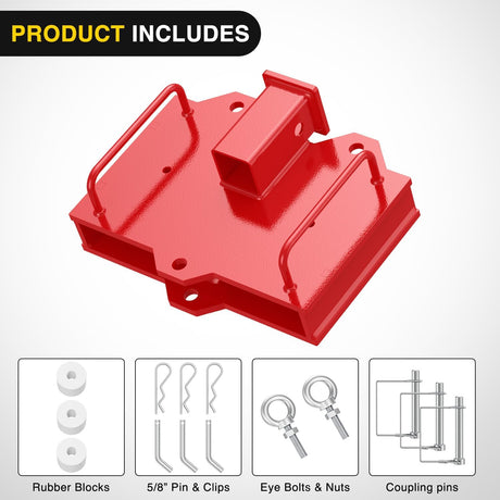 Forklift Trailer Hitch Attachment Fits 2 Inch Receiver 6500 LBS Capacity Clamp on Dual Pallet Forks Forklift Tow Hitch Attachment Universal Forklift Ball Hitch Mount Trailer Towing Adapter