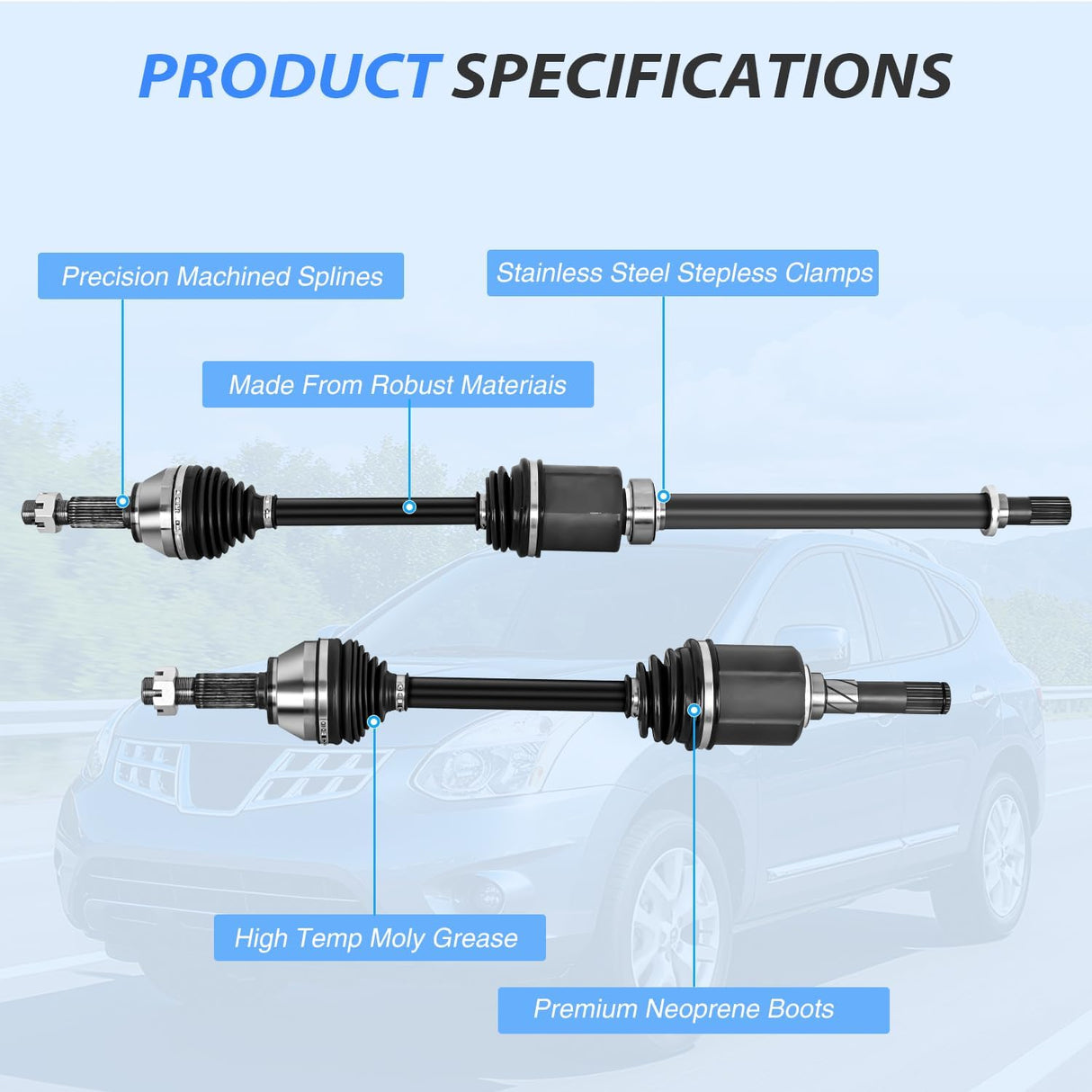 CV Axle Shaft Assembly Compatible with 2008 2009 2010 2011 2012 2013 Nissan Rogue 2014-2015 Nissan Rogue Select Half-Shaft Assemblies Replacement Front Wheel Driver and Passenger Side