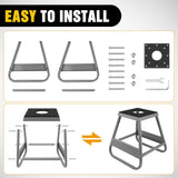 Universal Dirtbike Pit Stand Non-Slip Rubber Top Off-Road Steel Heavy Duty Moto Removable Maintenance Motocross Stand Hoist Lift Jack 1000LBS Capacity Silver