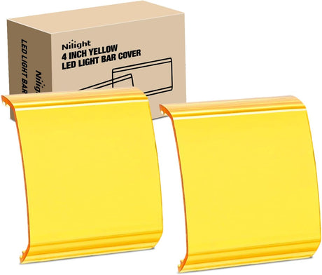 Light Bar Cover for 4 Inch LED Pods, 2 PCS Yellow Protective Durable Polycarbonate Lens Waterproof Dustproof Scratch-Proof for Double-Row Off Road Driving Lighting