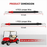 5PCS 4 AWG Golf Cart Battery Cable Kit Pure Copper for EZGO TXT | Heavy Duty Pure Copper AC/DC Wire Kits with Tinned Copper Lugs for 36V/48V EZGO TXT 1994-up