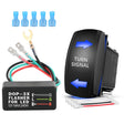 Turn Signal Switch with Flasher Relay Kit 4PIN ON Off ON Rocker Switch w/Blue LED Laser Etched SPDT Toggle Switches 12V 20A 24V 10A Jumper Wires for ATV UTV Tractor Motorcycle
