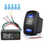 Turn Signal Switch with Flasher Relay Kit 4PIN ON Off ON Rocker Switch w/Blue LED Laser Etched SPDT Toggle Switches 12V 20A 24V 10A Jumper Wires for ATV UTV Tractor Motorcycle