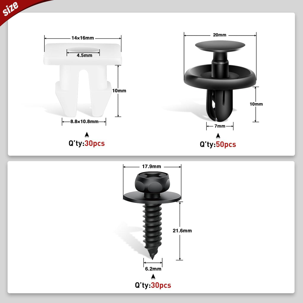 101 Pcs Engine Under Cover PushType Retainer for Lexus & Toyota Clips