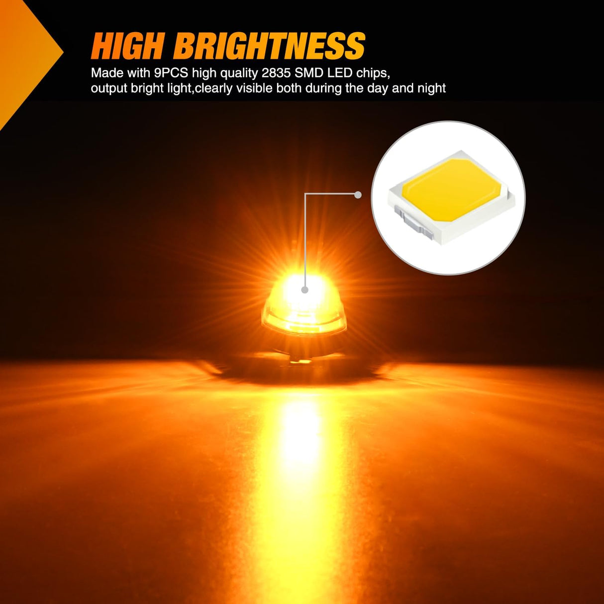 LED Cab Marker Lights Roof Running Light 5 PCS 9 LED Smoke Lens Amber Cab Clearance Light Compatible with 2017 2018 2019 2020 2021 Ford F250 F350 F450 F550 Super Duty Pickup Trucks