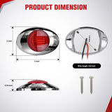 3 Inch Oval LED Trailer Marker Light, Chrome Bezel Red Lens | 10 Pack IP67 Waterproof 12V Surface Mount Marker & Clearance Light, Fits Semi Trucks Trailers RVs Pickup Trucks Vans