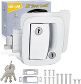 RV Door Lock Replacement with Paddle Deadbolt 100% Zinc Alloy Entry Locks Handle Latch 4 Keys Heavy Duty Enclosed Camping Locking Kit Fits RVs Campers Travel Trailers Horse Cargo Haulers