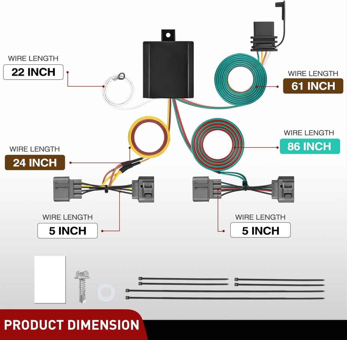 4 Pin Trailer Wiring Harness Kit 55585 Vehicle Standard 4 Way Connector Custom for 2006 2007 2008 2009 2010 2011 2012 2013 2014 Honda Ridgeline Simple Fit Hitch