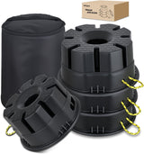 Trailer Jack Block, 6 Inch RV Camper Stabilizer Blocks for Travel Trailer with Bag, Heavy Duty RV Leveling Block with 40000lbs Capacity Universal for Tongue Jack Post Foot 5th Wheels Black 4 Pack