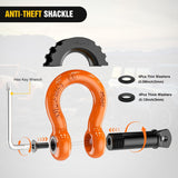 3/4 Inch D Ring Anti-Theft Shackle Tow Hook Jeep Truck SUV ATV UTV | Off Road Recovery Gear 19T 41,887 lbs Break Strength 4.75T WLL Rust-Resistant Anti-Rattle Isolators Heavy Duty Orange 2pack