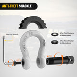 3/4 Inch D Ring Anti-Theft Shackle Tow Hook Jeep Truck SUV ATV UTV | Off Road Recovery Gear 19T 41,887 lbs Break Strength 4.75T WLL Rust-Resistant Anti-Rattle Isolators Heavy Duty White 2pack
