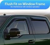 Rain Guards for 2015-2025 Ford F150 SuperCrew | For 2017-2025 Ford Raptor Crew Cab, 2017-2025 Ford F250 F350 F450 F550 Super Duty Crew Cab, Outside Mount Window Visor, 4PCS