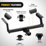 2 Inch Receiver Tow Hitch for 2018-2024 Subaru Crosstrek All | Class 3 Trailer Hitch for 2018 2019 2020 2021 2022 2023 2024 Subaru Crosstrek All Black Powder Coated